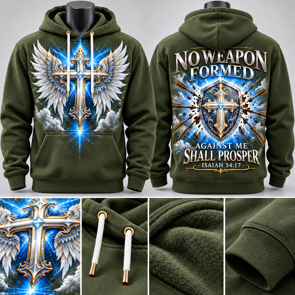 Olive Green Divine Shield No Weapon Formed Hoodie
