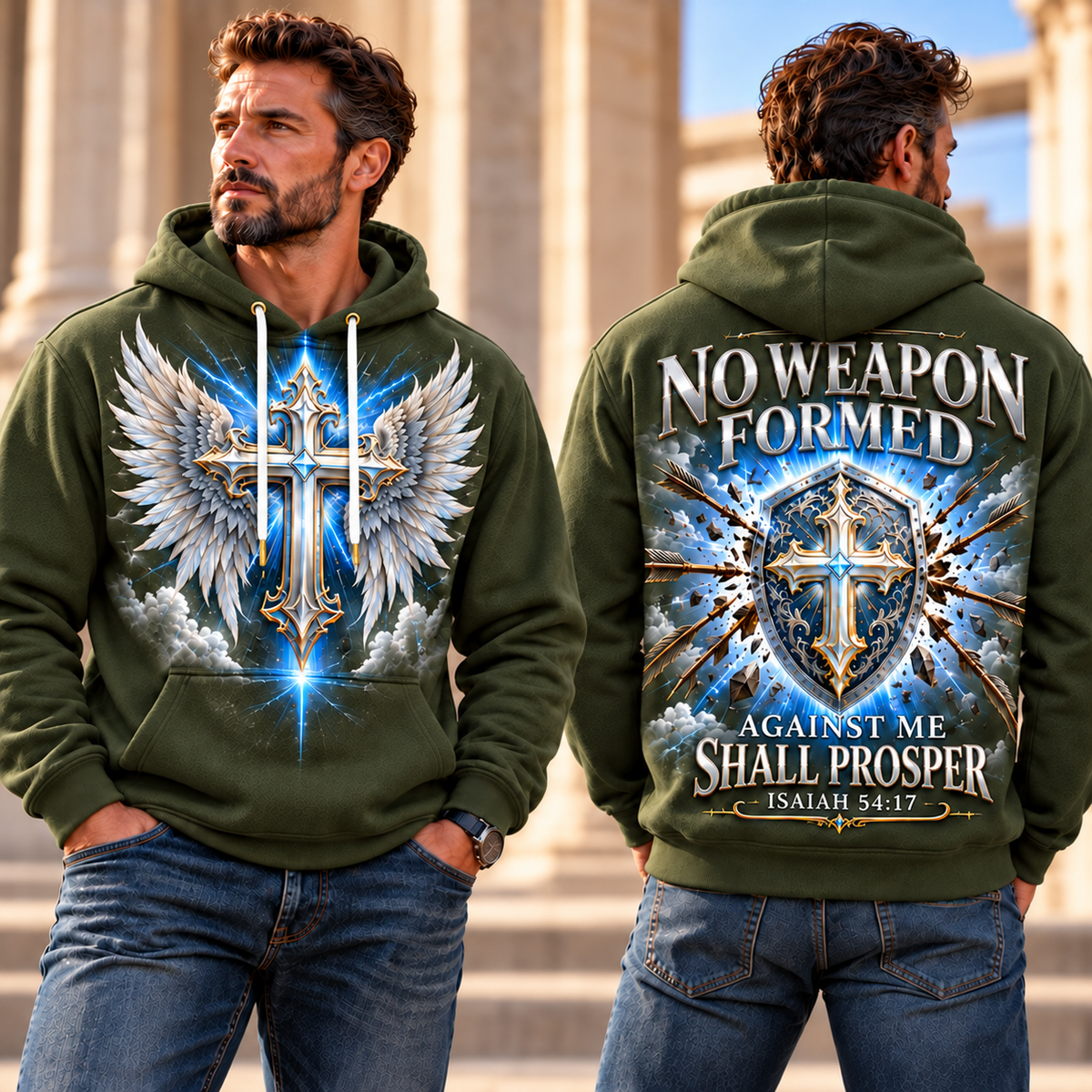 Olive Green Divine Shield No Weapon Formed Hoodie