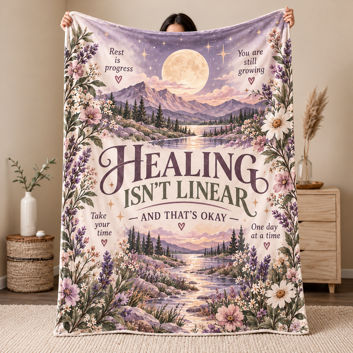 Moonlit Healing Isn’t Linear Affirmation Blanket