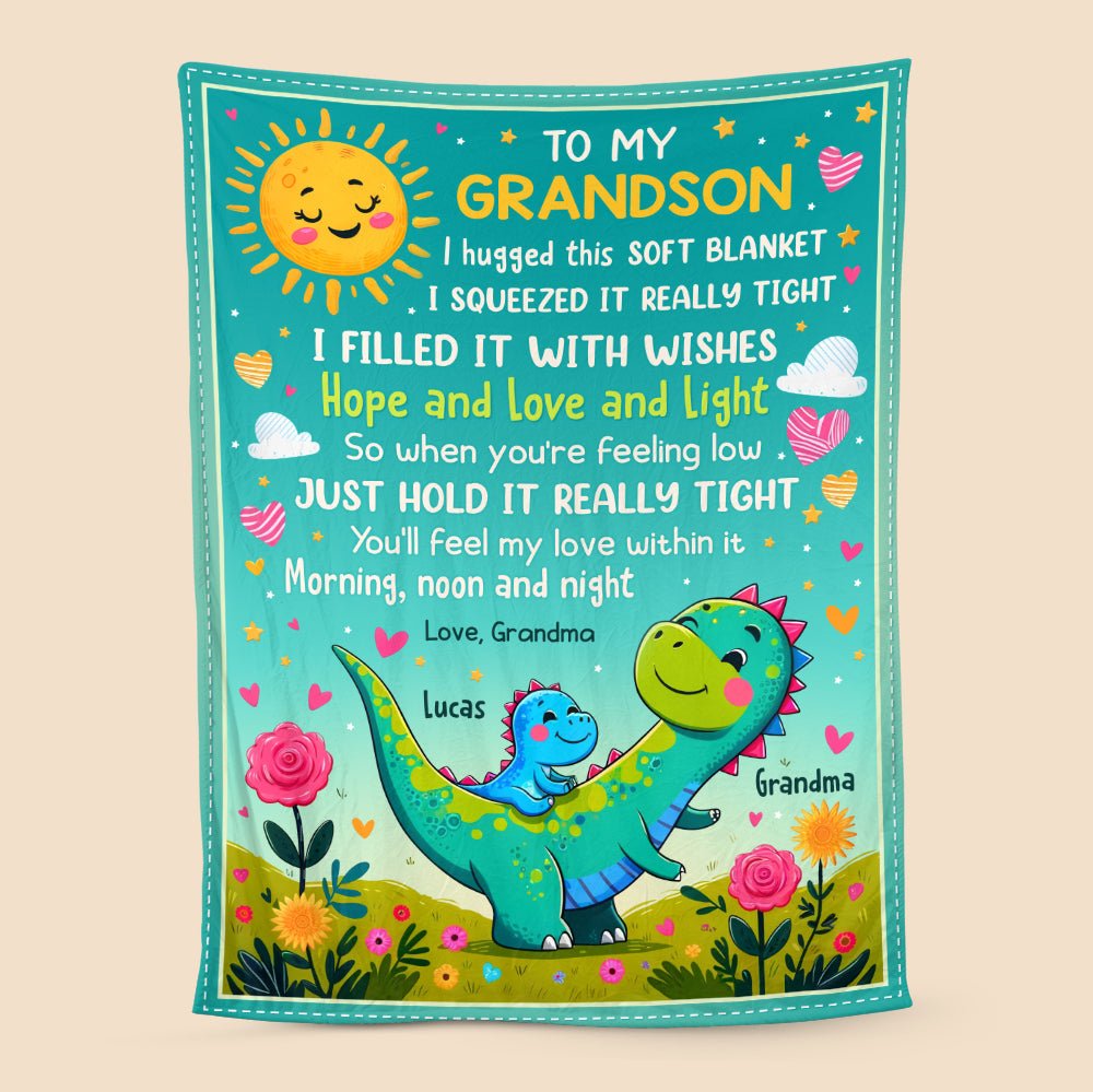 Dinosaur Grandma/Grandpa & Grandkid - Personalized Blanket - Meaningful Gift For Birthday - Giftago