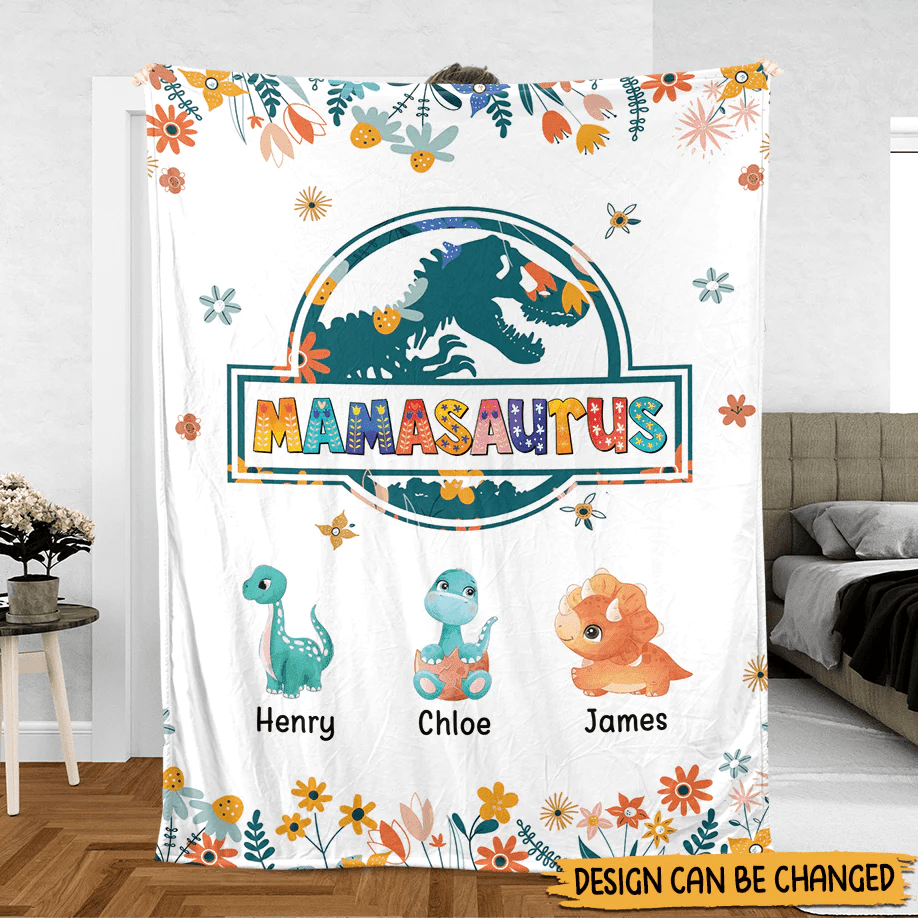 Don't Mess With Mamasaurus Cute Flower - Personalized Blanket - Best Gift For Mother - Giftago