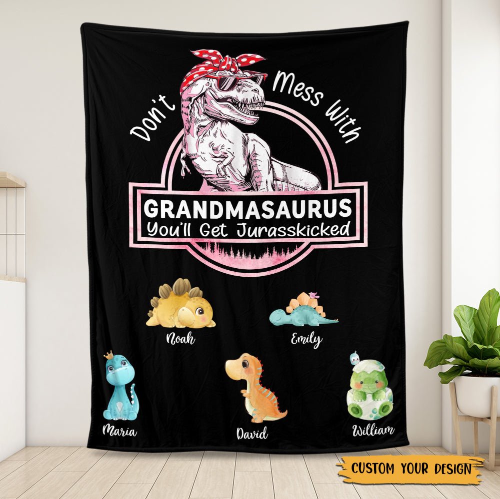 Don't Mess With Mamasaurus - Personalized Blanket For Mom - Giftago