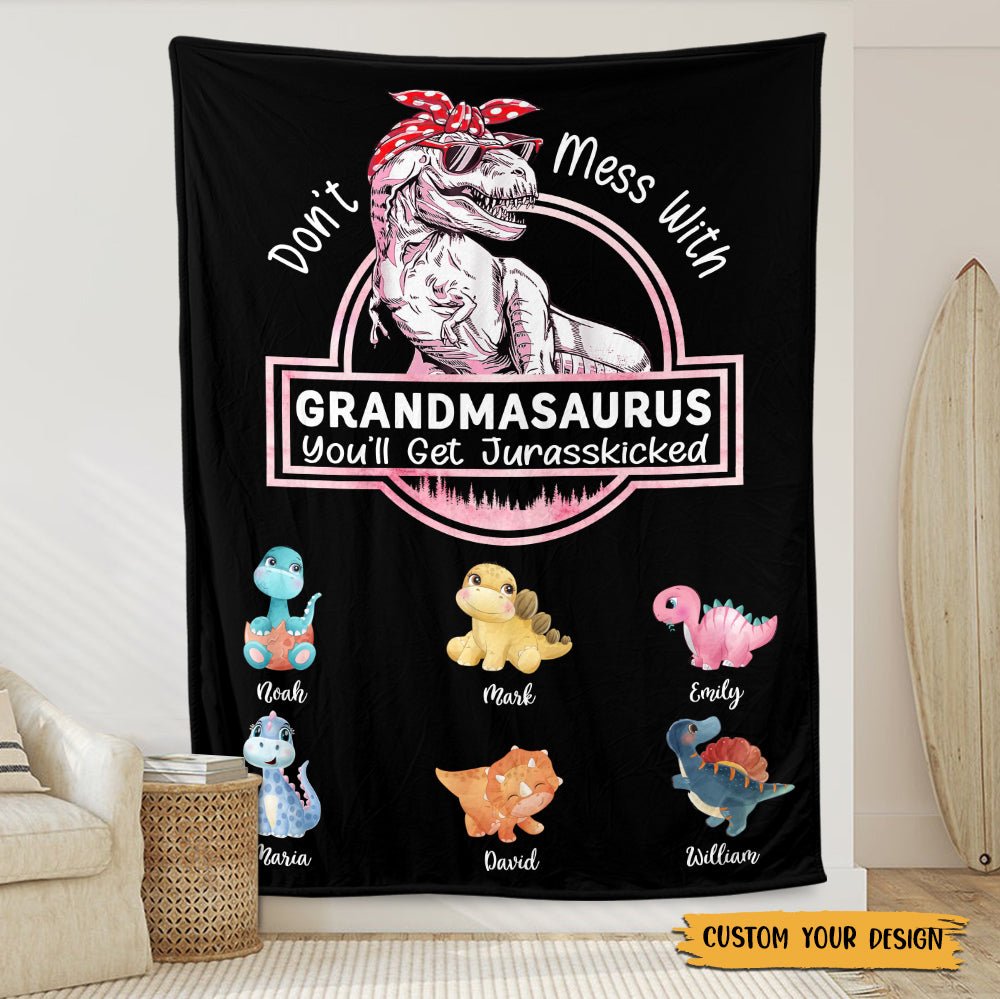 Don't Mess With Mamasaurus - Personalized Blanket For Mom - Giftago