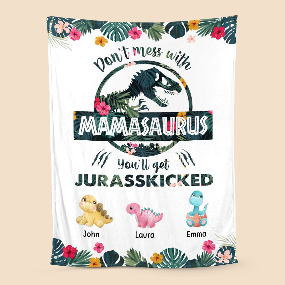 Don't Mess With Mamasaurus Tropical - Personalized Blanket - Best Gift For Mother - Giftago