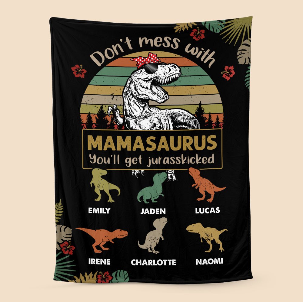 Don't Mess With Mamasaurus/Grandmasaurus - Personalized Blanket - Best Gift For Mother, Grandma - Giftago
