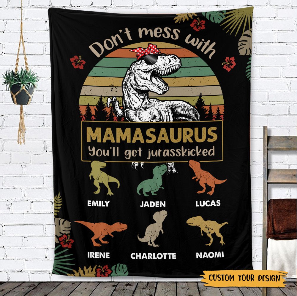 Don't Mess With Mamasaurus/Grandmasaurus - Personalized Blanket - Best Gift For Mother, Grandma - Giftago