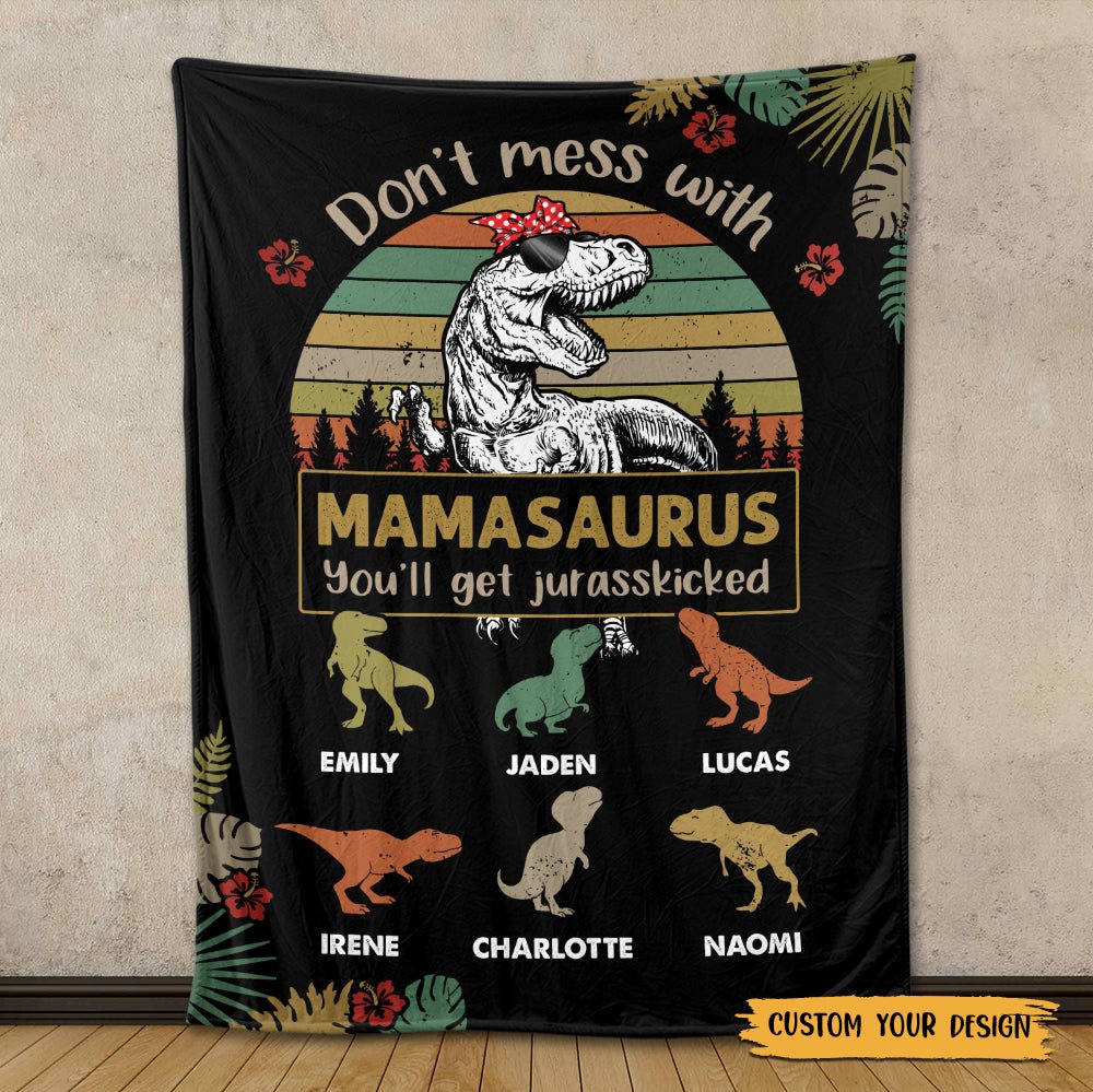 Don't Mess With Mamasaurus/Grandmasaurus - Personalized Blanket - Best Gift For Mother, Grandma - Giftago