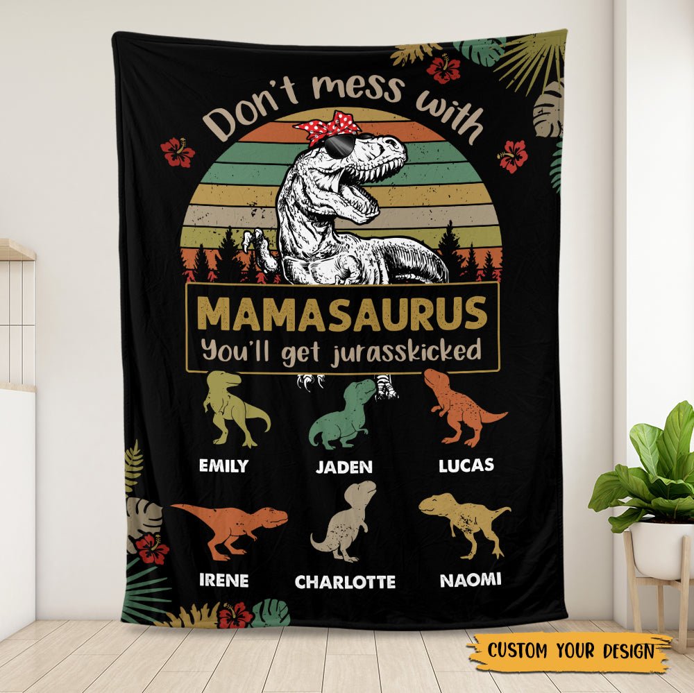 Don't Mess With Mamasaurus/Grandmasaurus - Personalized Blanket - Best Gift For Mother, Grandma - Giftago