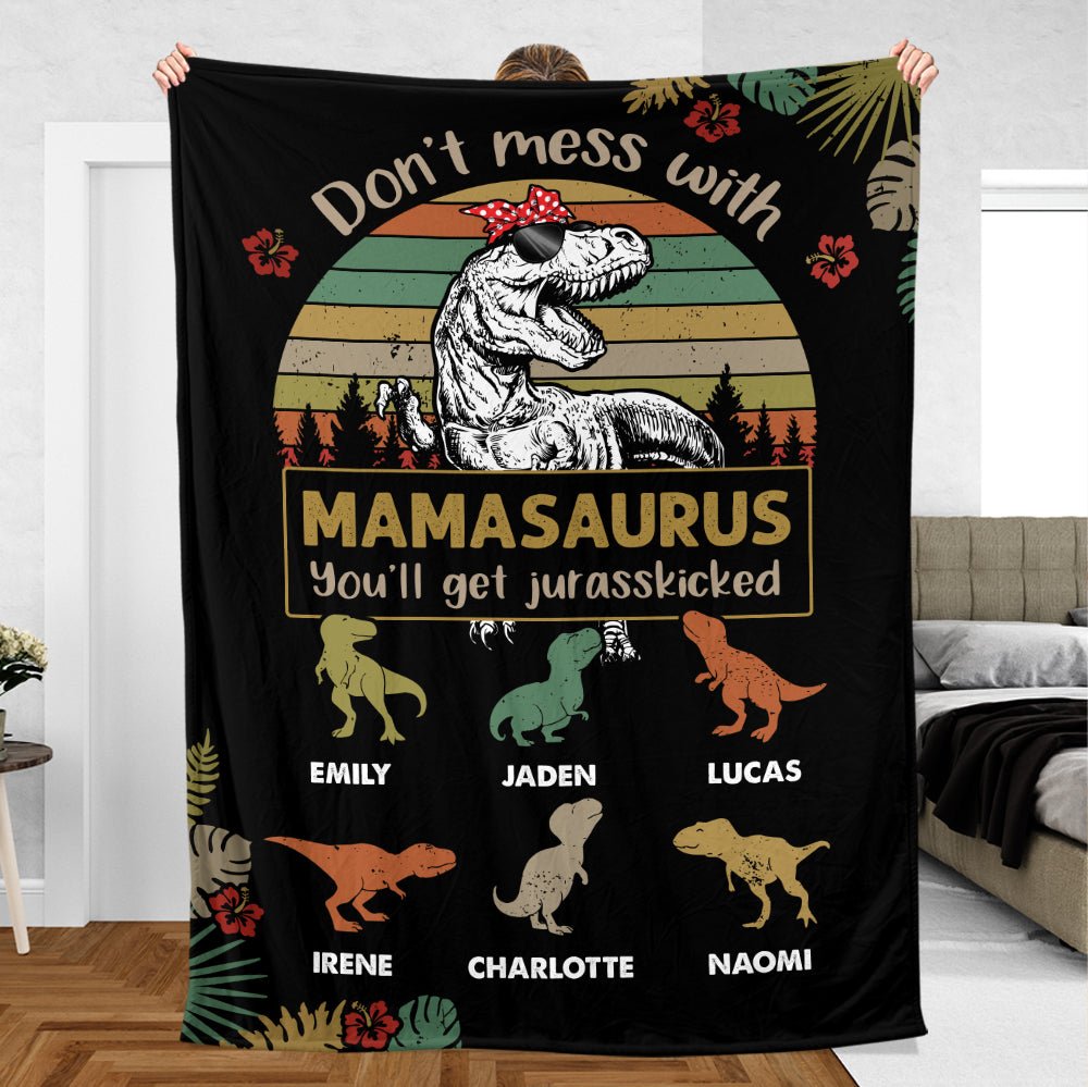 Don't Mess With Mamasaurus/Grandmasaurus - Personalized Blanket - Best Gift For Mother, Grandma - Giftago