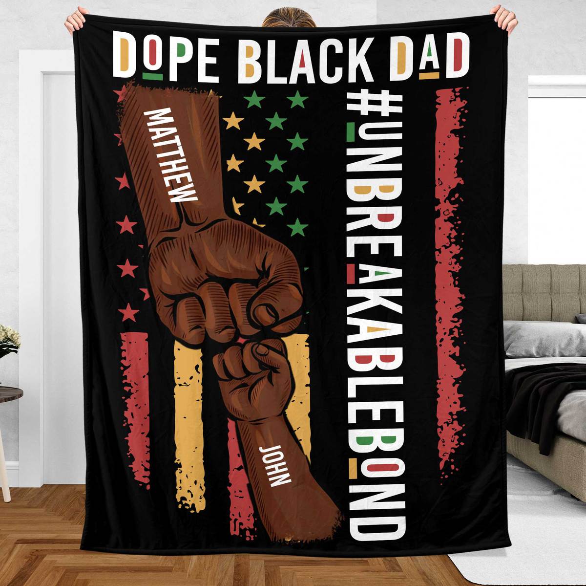 Dope Black Dad - Unbreakablebond - Personalized Blanket - Best Gift For Family - Giftago