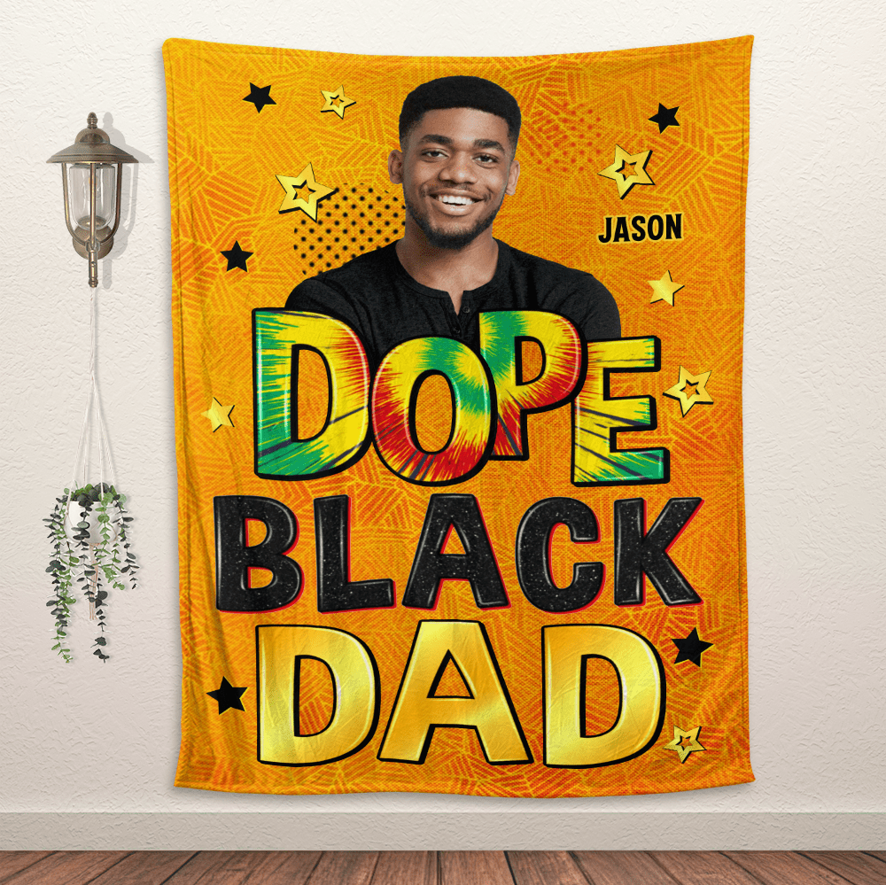 Dope Black Dad Ver 2 - Personalized Blanket - Giftago