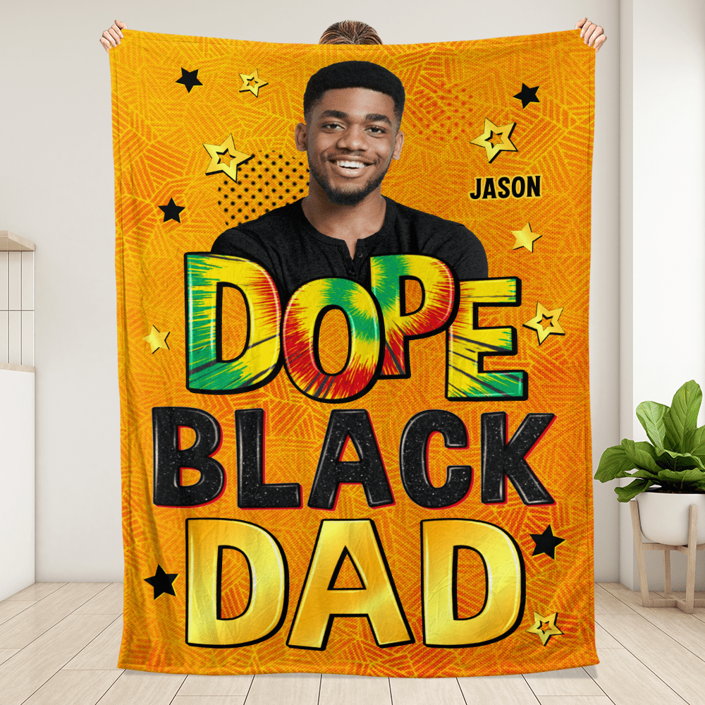 Dope Black Dad Ver 2 - Personalized Blanket - Giftago