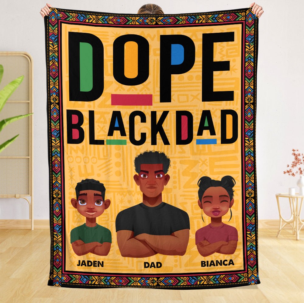 Dope Black Dad/Mom - Personalized Blanket - Best Gift For Family - Giftago