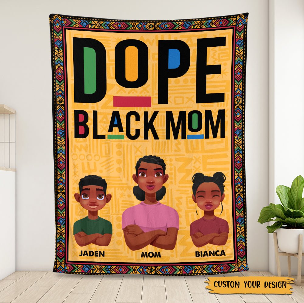 Dope Black Dad/Mom - Personalized Blanket - Best Gift For Family - Giftago