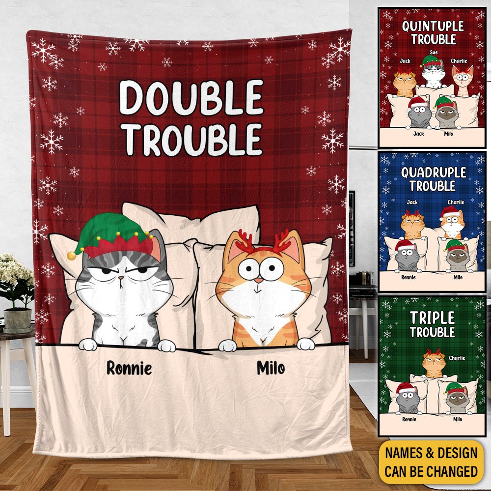 Double Trouble - Personalized Blanket - Best Gift For Cat Lovers - Giftago