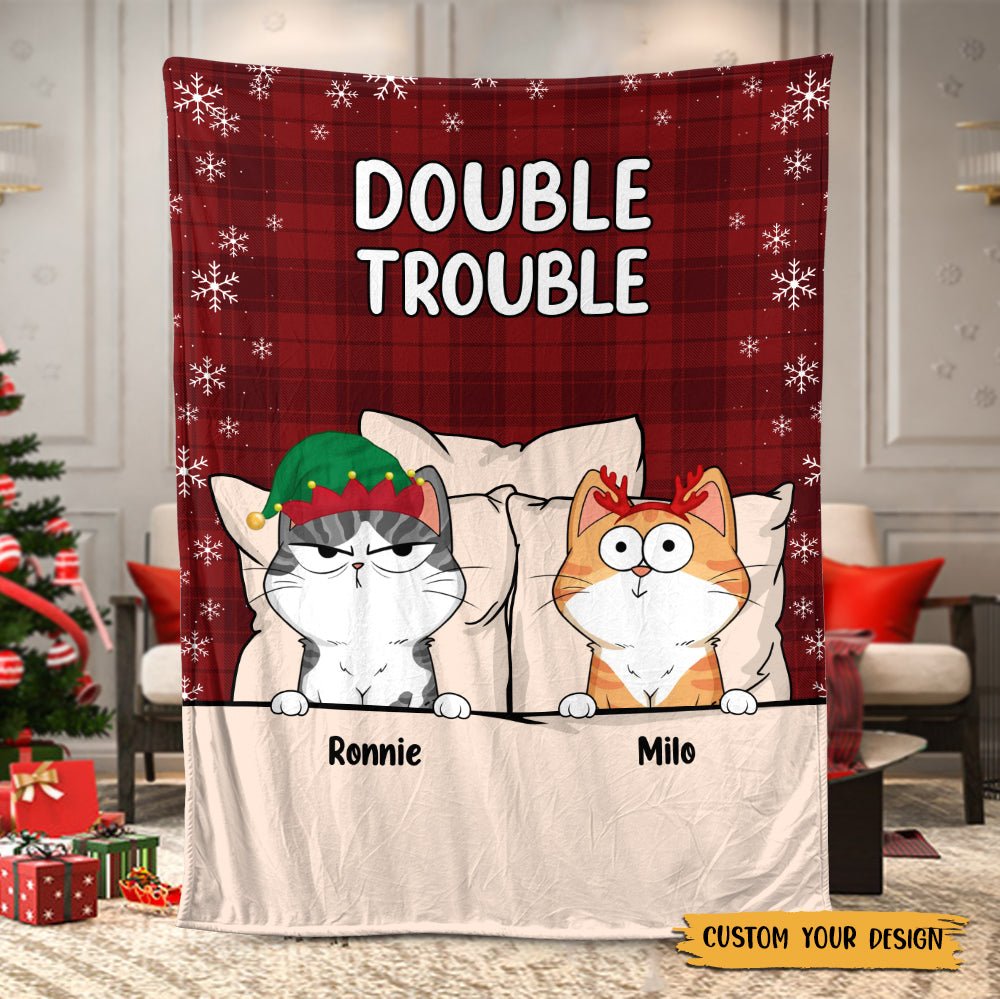 Double Trouble - Personalized Blanket - Best Gift For Cat Lovers - Giftago