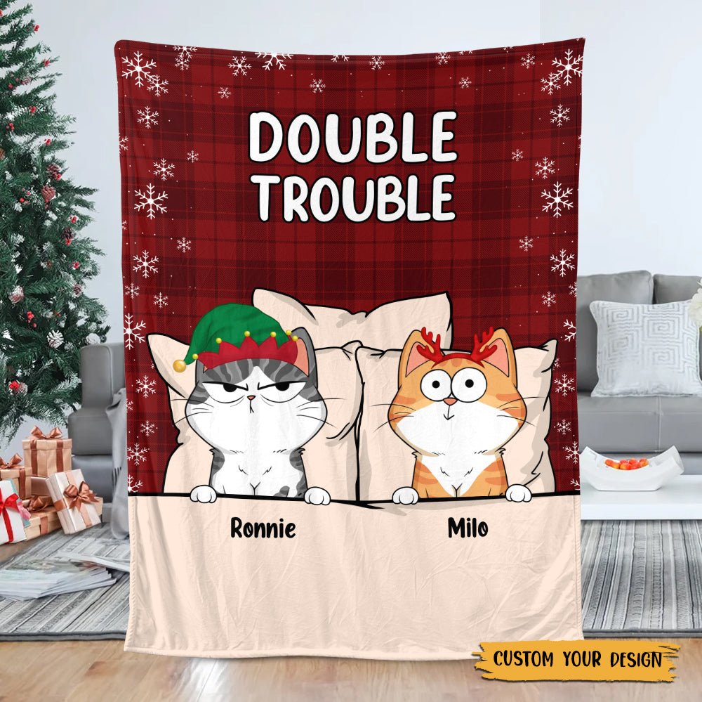 Double Trouble - Personalized Blanket - Best Gift For Cat Lovers - Giftago