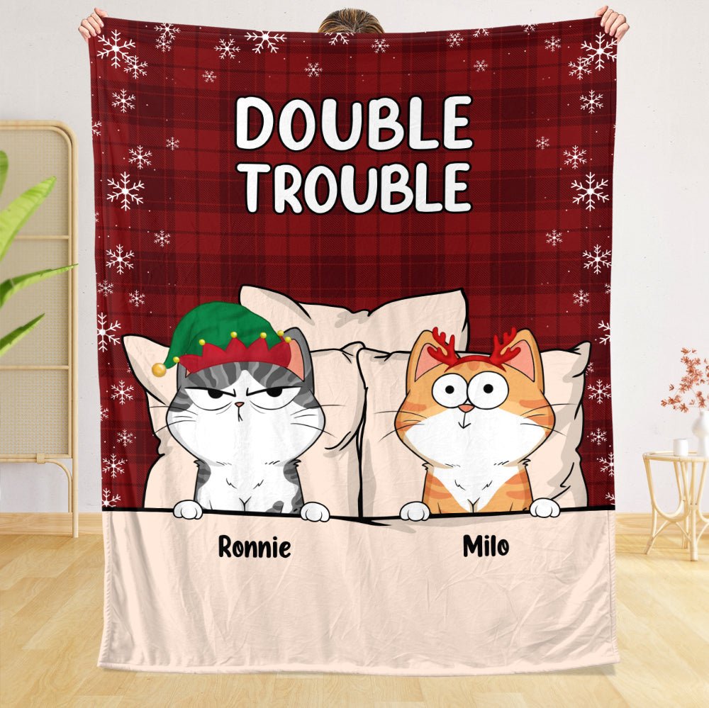 Double Trouble - Personalized Blanket - Best Gift For Cat Lovers - Giftago