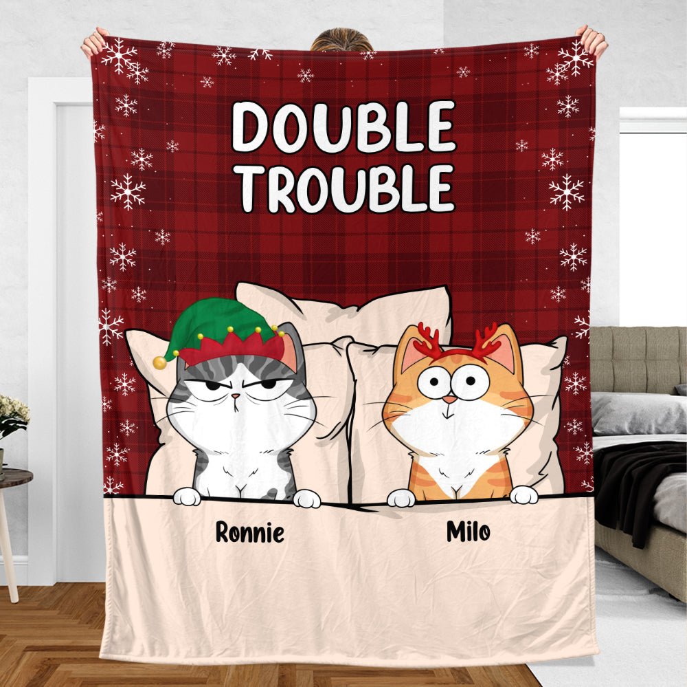 Double Trouble - Personalized Blanket - Best Gift For Cat Lovers - Giftago