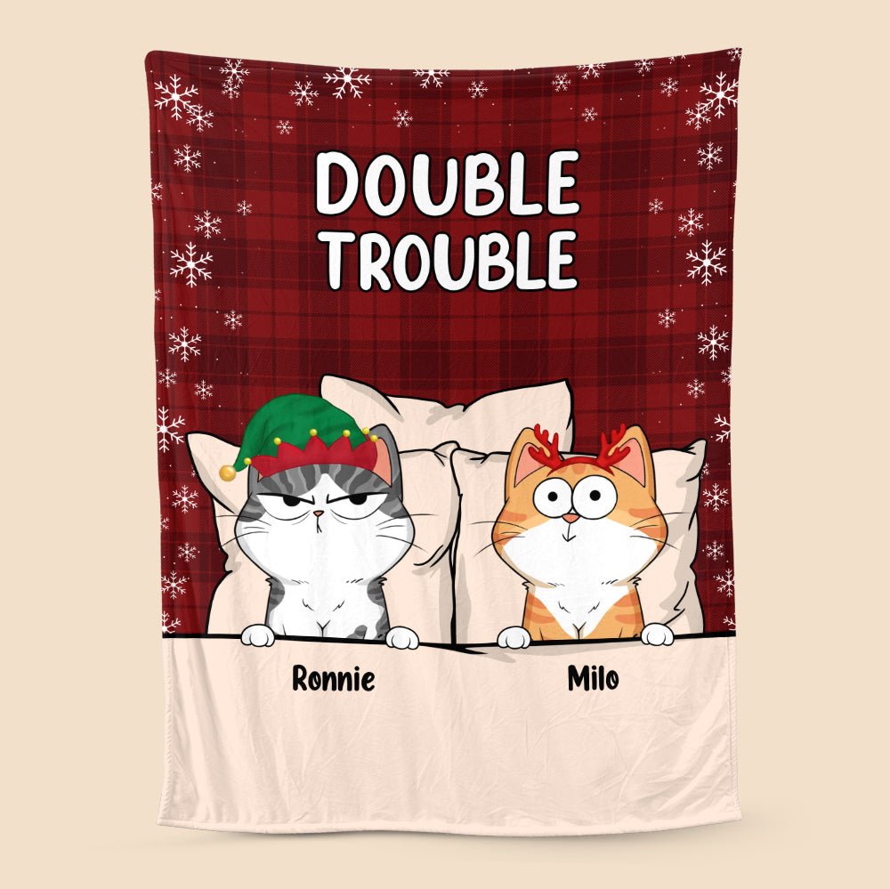 Double Trouble - Personalized Blanket - Best Gift For Cat Lovers - Giftago