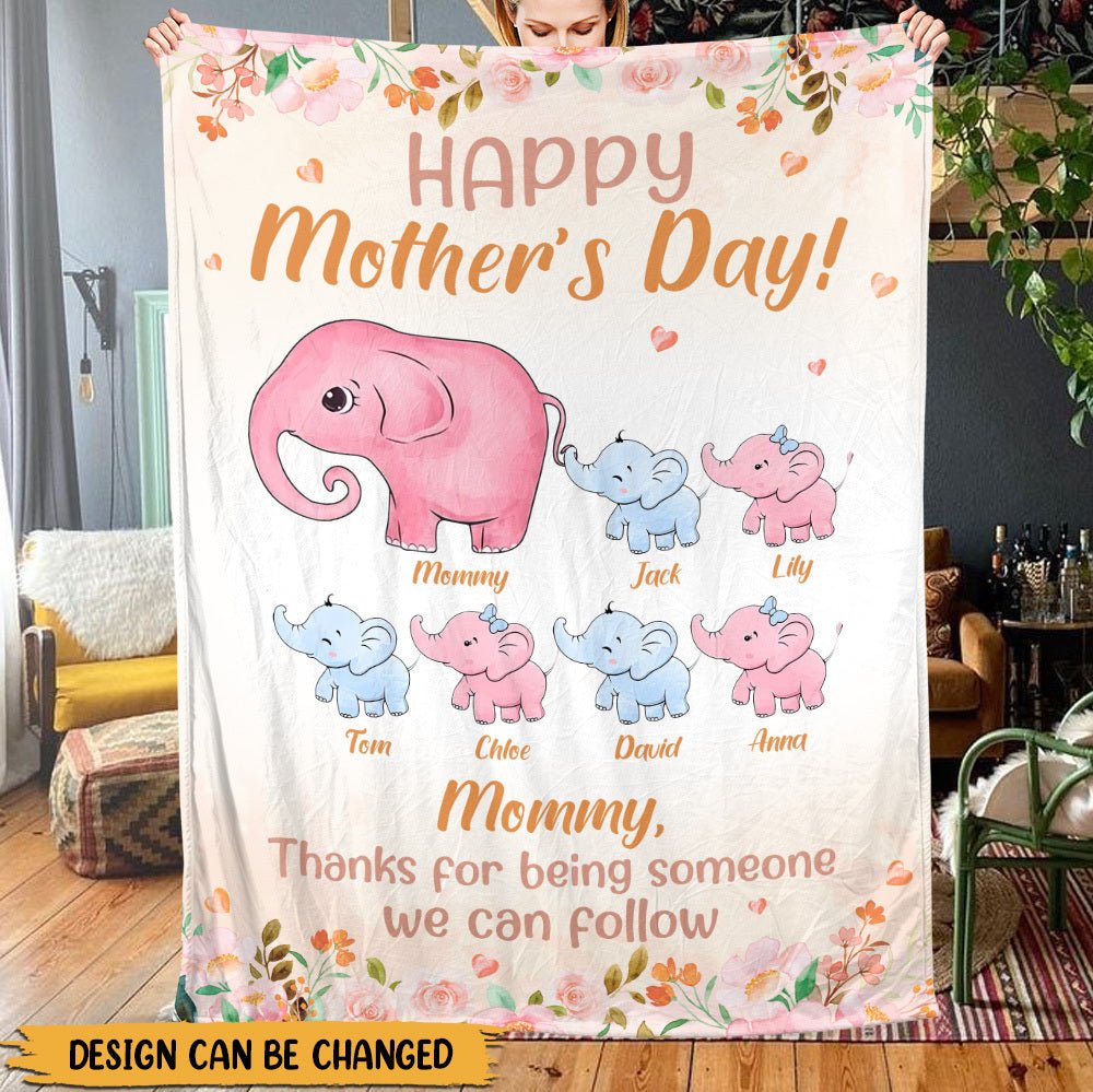 Elephant Mother's Day - Personalized Blanket - Best Gift For Mother - Giftago