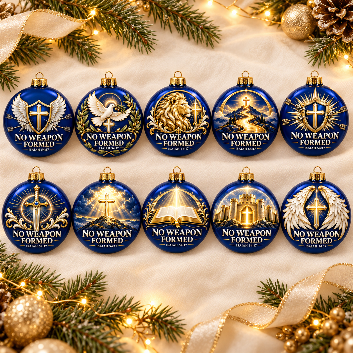 Complete 10-Design Christian Christmas Ornament Set