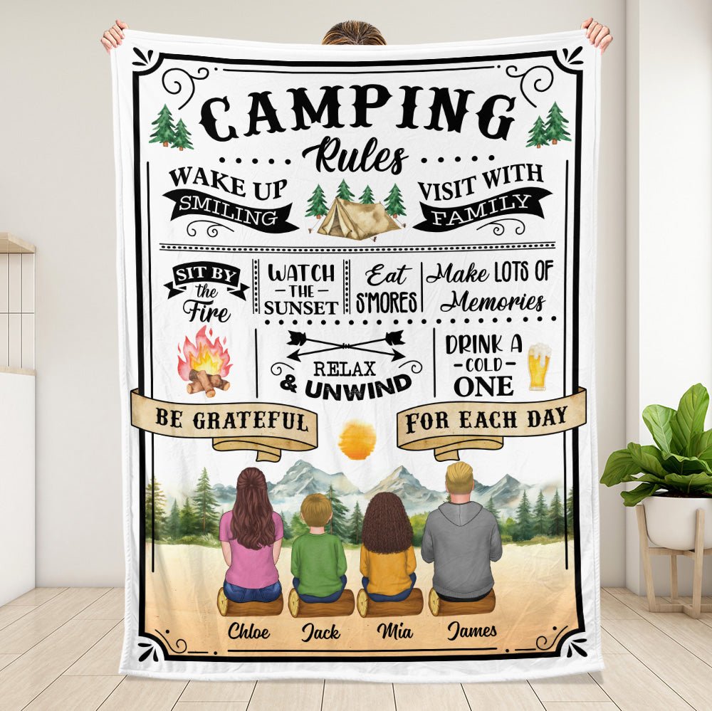 Family Camping Watch The Sunset - Personalized Blanket - Giftago