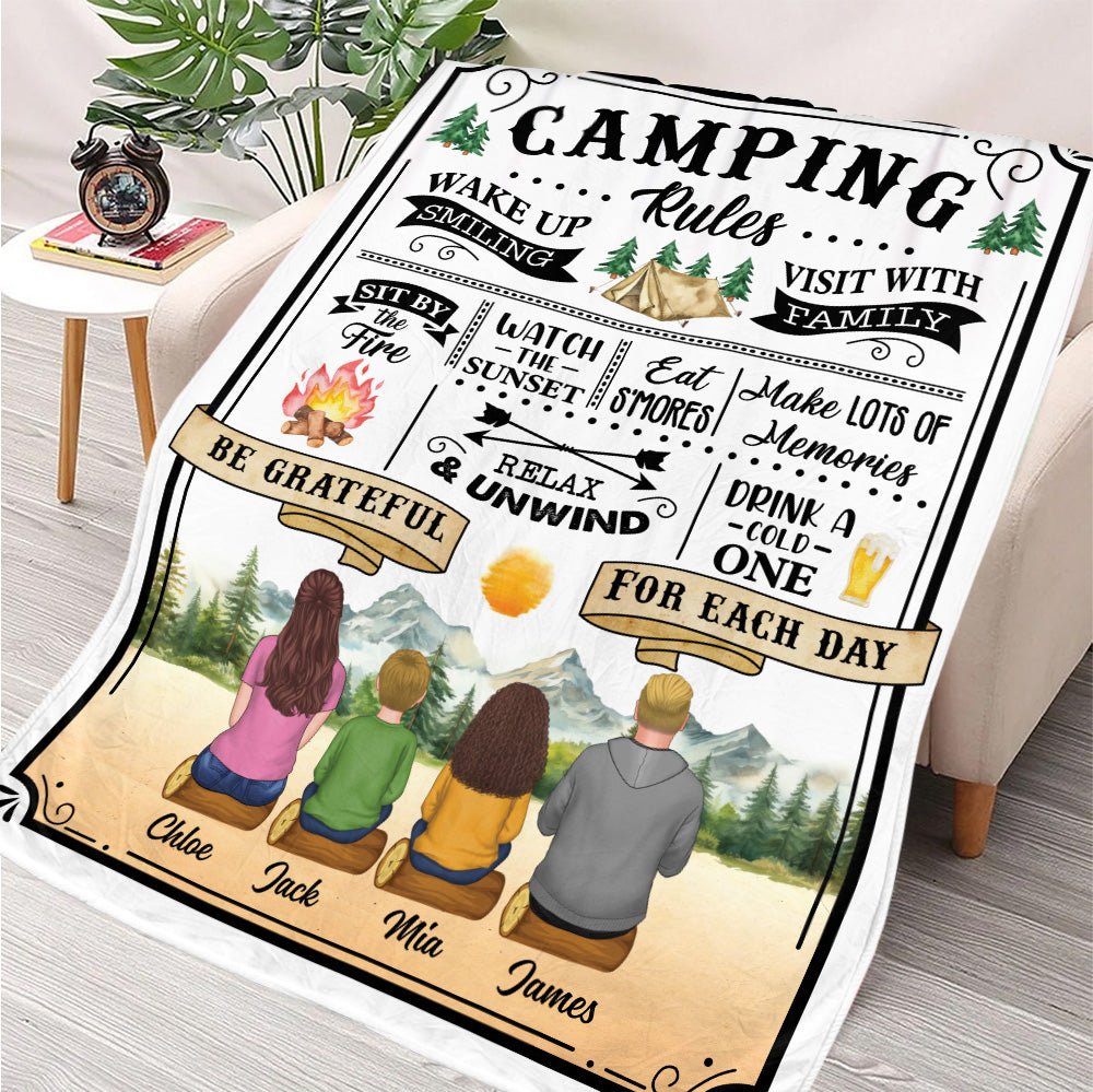 Family Camping Watch The Sunset - Personalized Blanket - Giftago