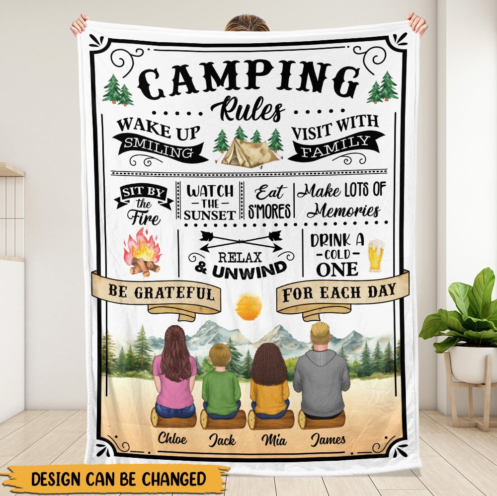 Family Camping Watch The Sunset - Personalized Blanket - Giftago