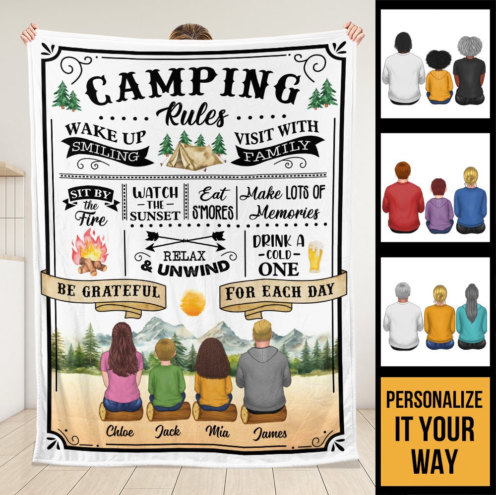 Family Camping Watch The Sunset - Personalized Blanket - Giftago