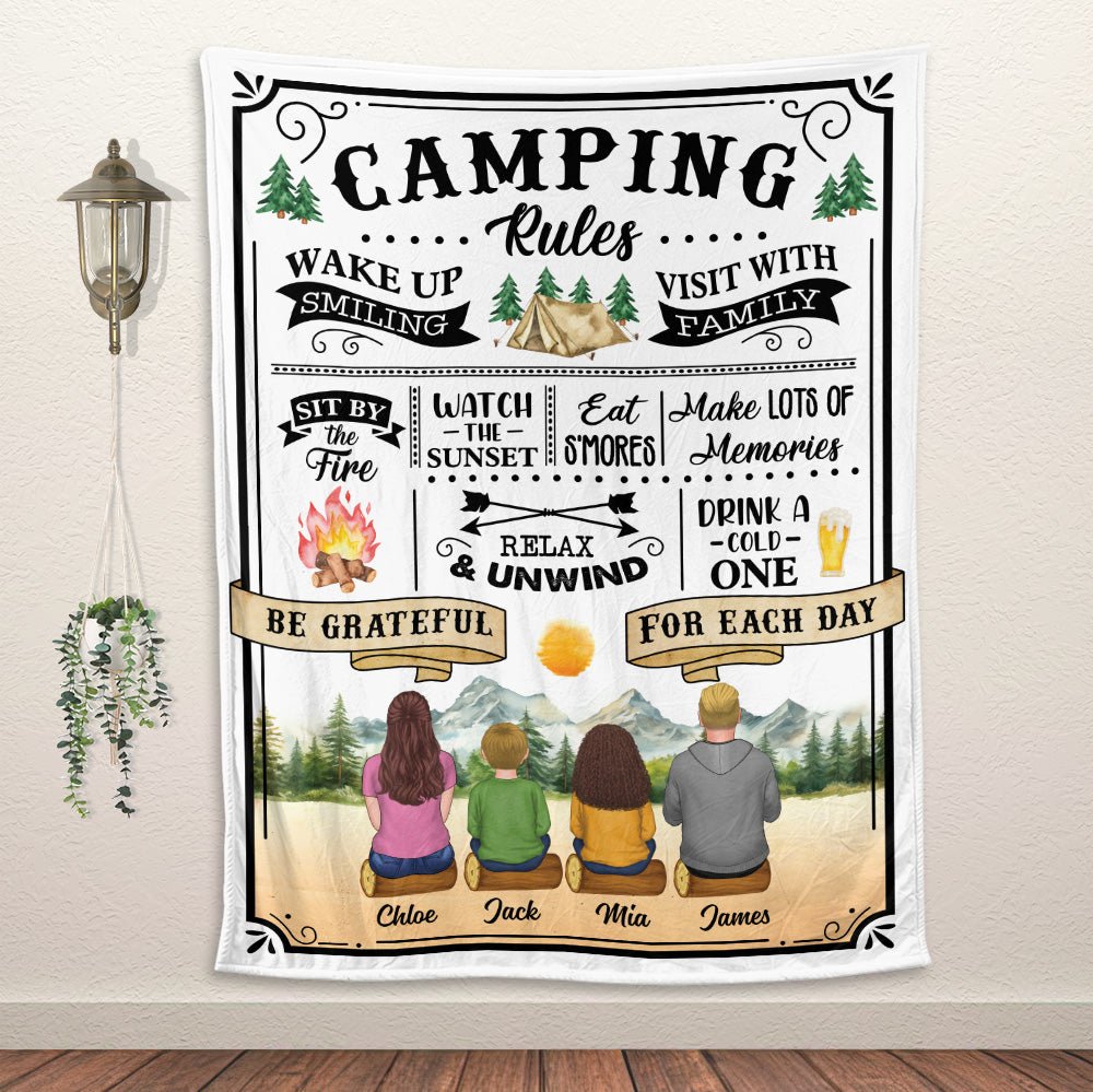 Family Camping Watch The Sunset - Personalized Blanket - Giftago