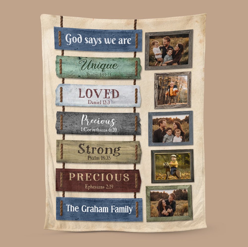 Family Photo God Says We Are - Personalized Blanket - Meaningful Gift For Birthday - Giftago