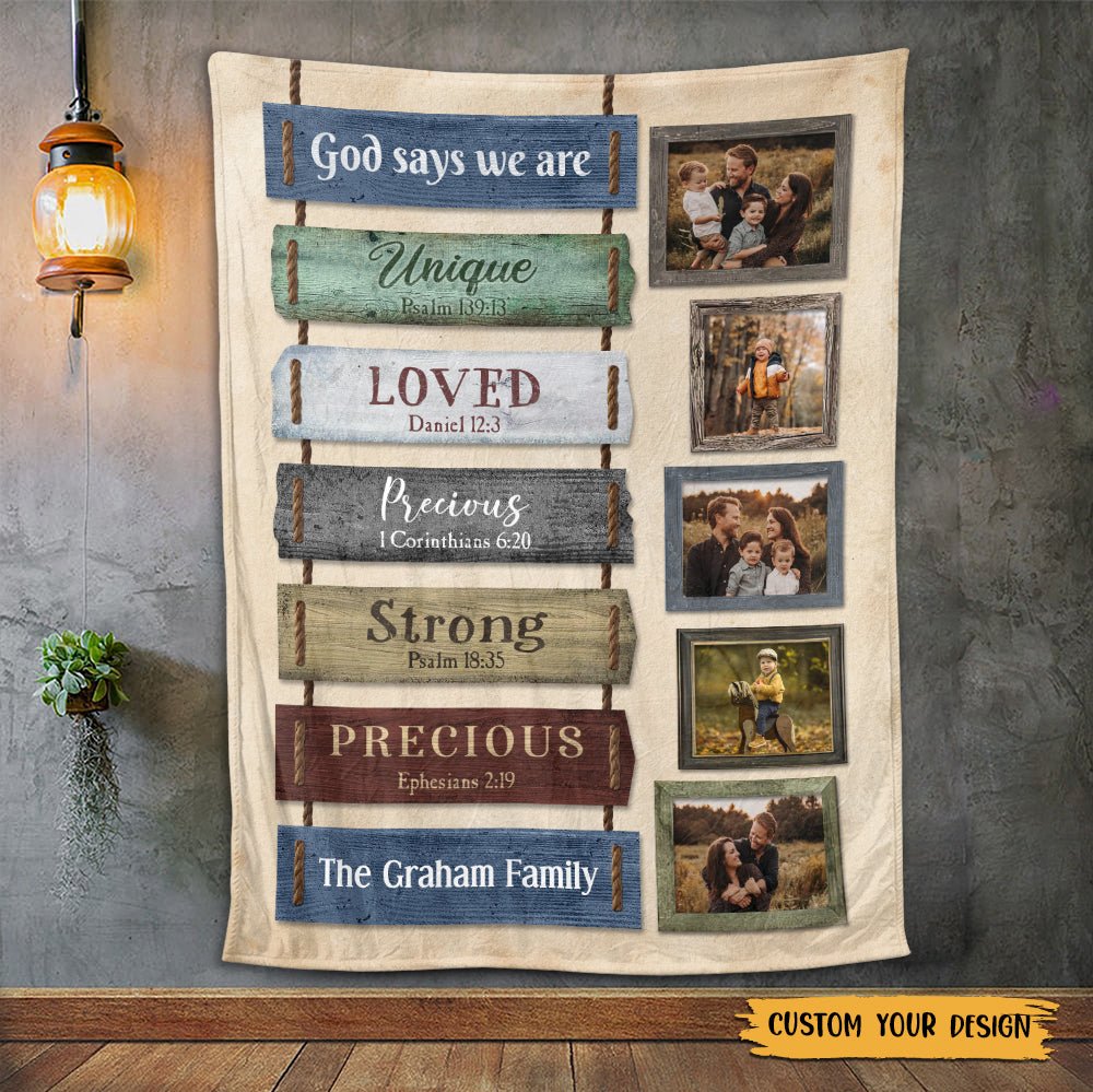 Family Photo God Says We Are - Personalized Blanket - Meaningful Gift For Birthday - Giftago