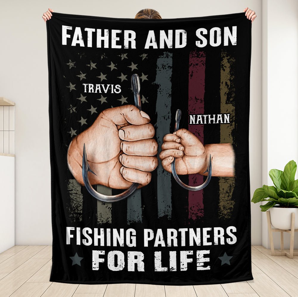 Father And Son/Daughter Fishing Partners For Life - Personalized Blanket - Giftago