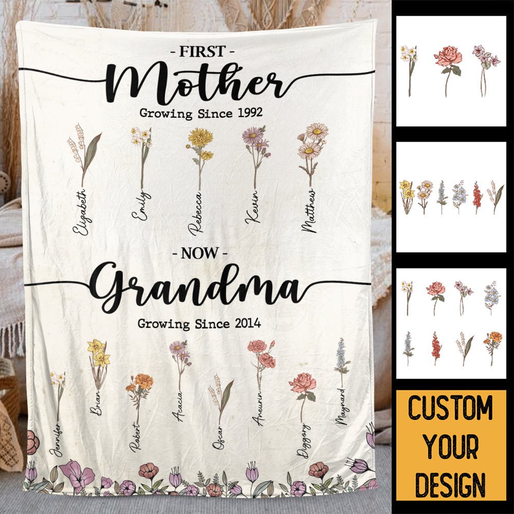 First Mother Now Grandma - Personalized Blanket - Best Gift For Mother, Grandma - Giftago