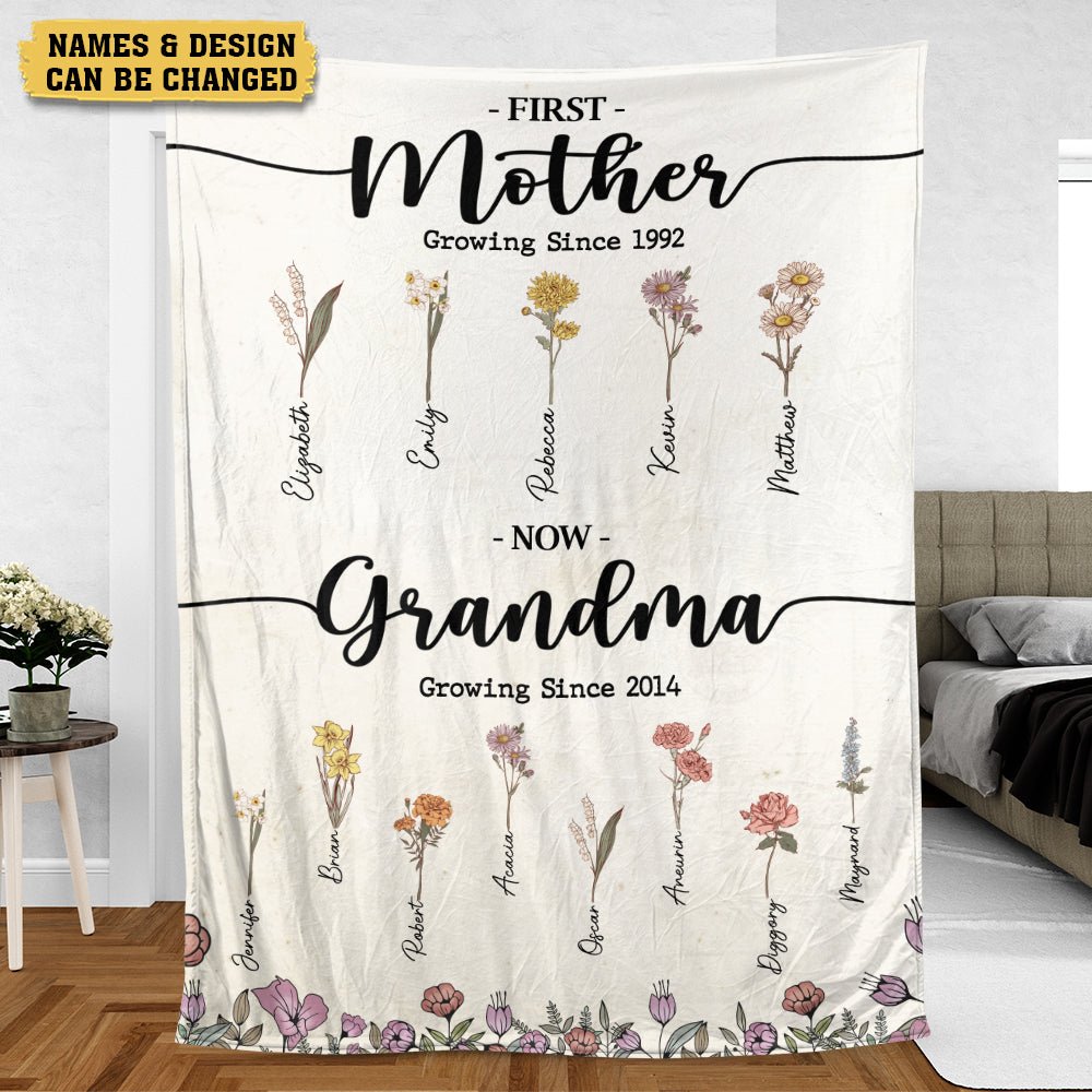 First Mother Now Grandma - Personalized Blanket - Best Gift For Mother, Grandma - Giftago