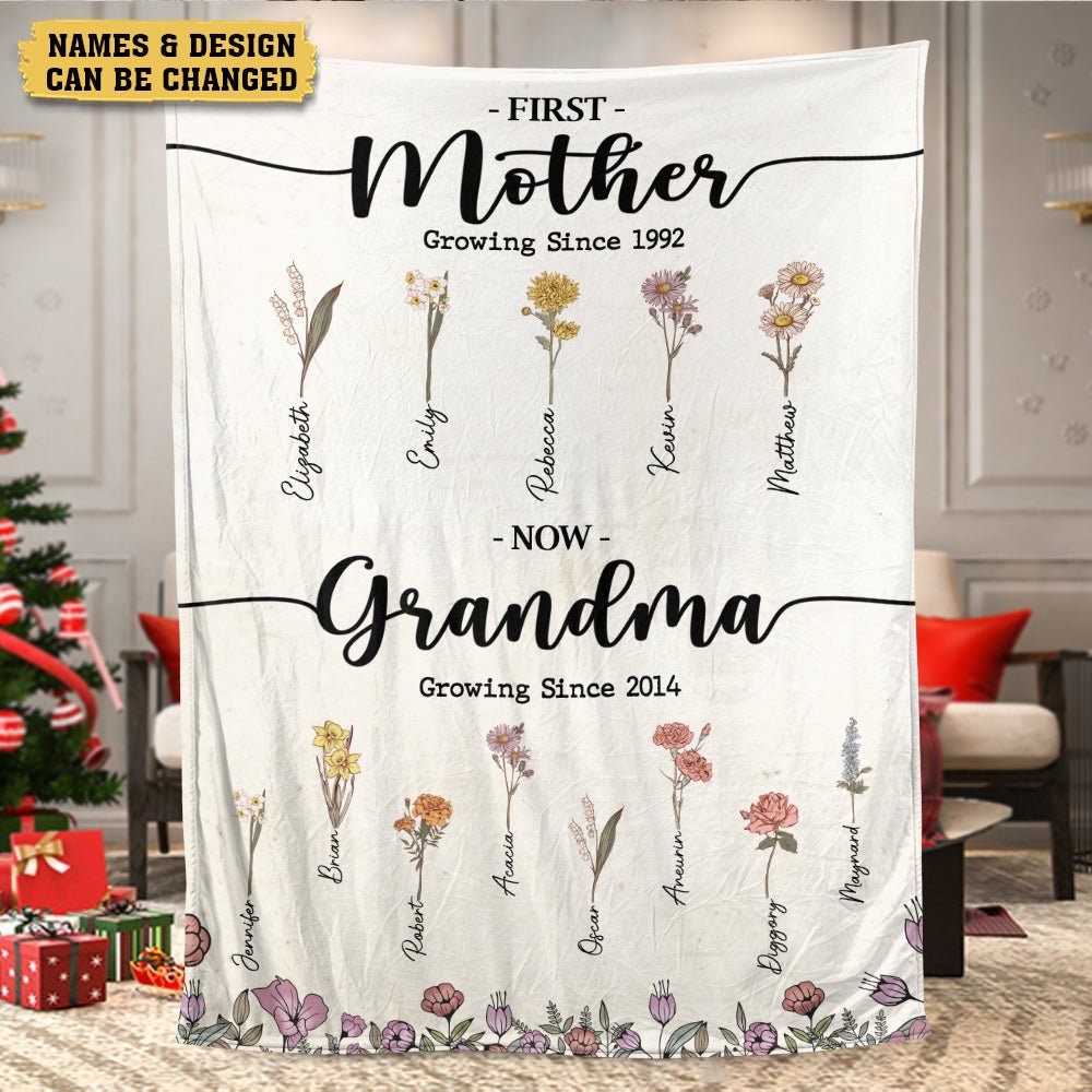 First Mother Now Grandma - Personalized Blanket - Best Gift For Mother, Grandma - Giftago