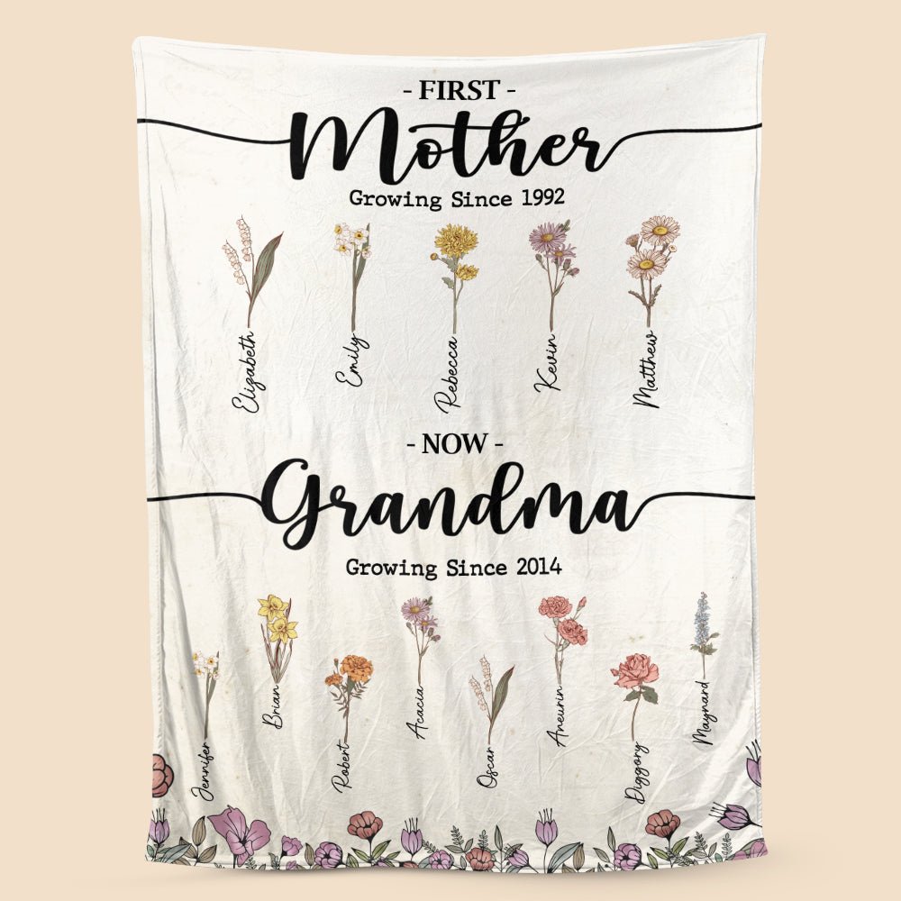 First Mother Now Grandma - Personalized Blanket - Best Gift For Mother, Grandma - Giftago