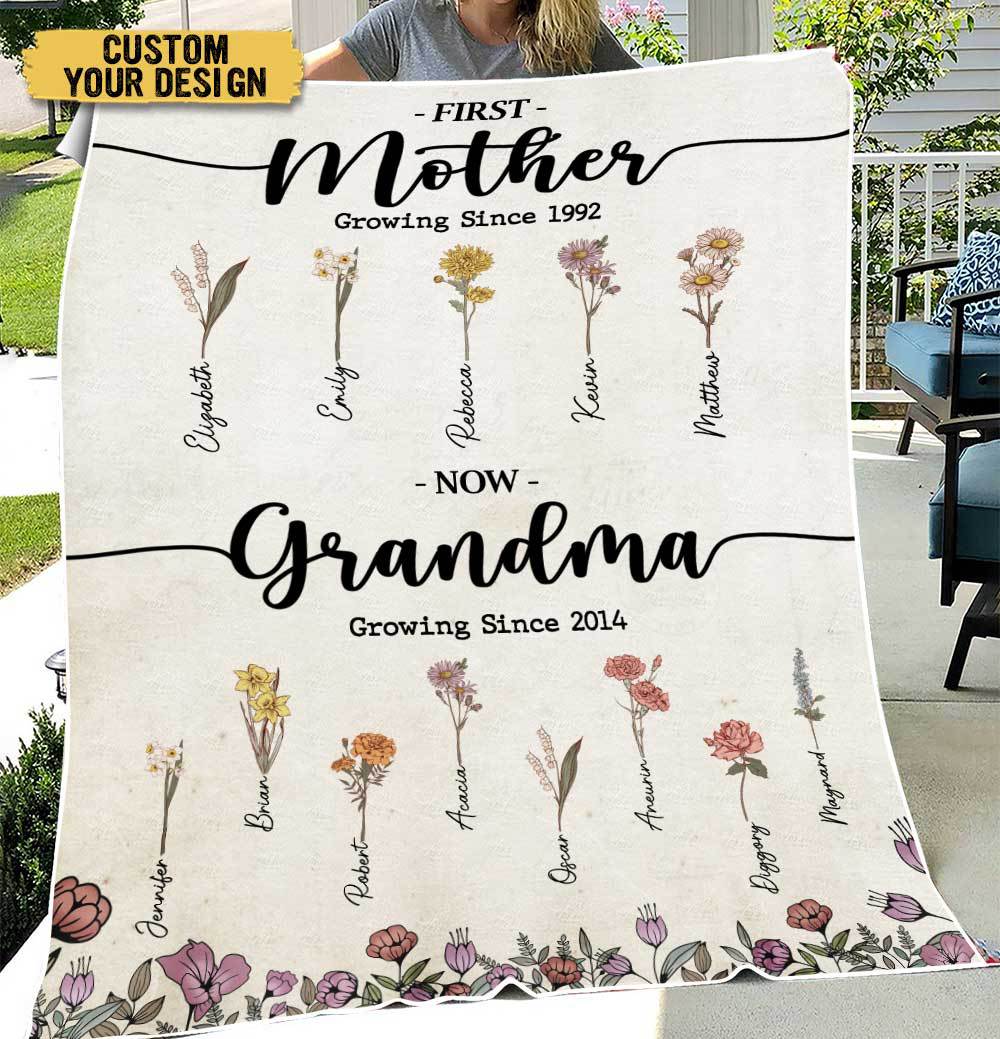 First Mother Now Grandma - Personalized Blanket - Best Gift For Mother, Grandma - Giftago