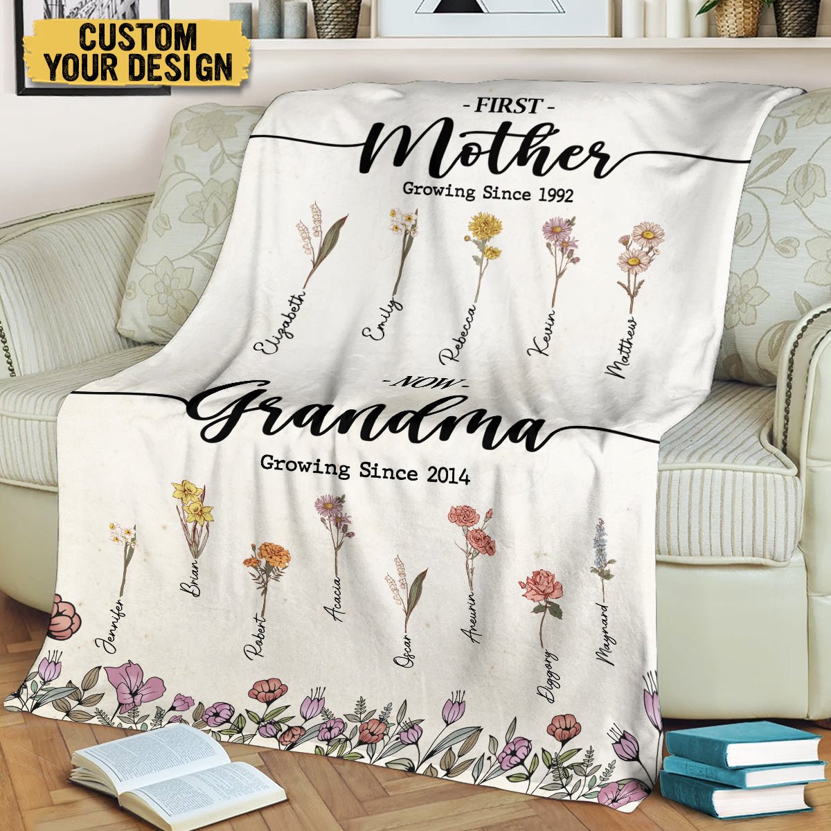 First Mother Now Grandma - Personalized Blanket - Best Gift For Mother, Grandma - Giftago
