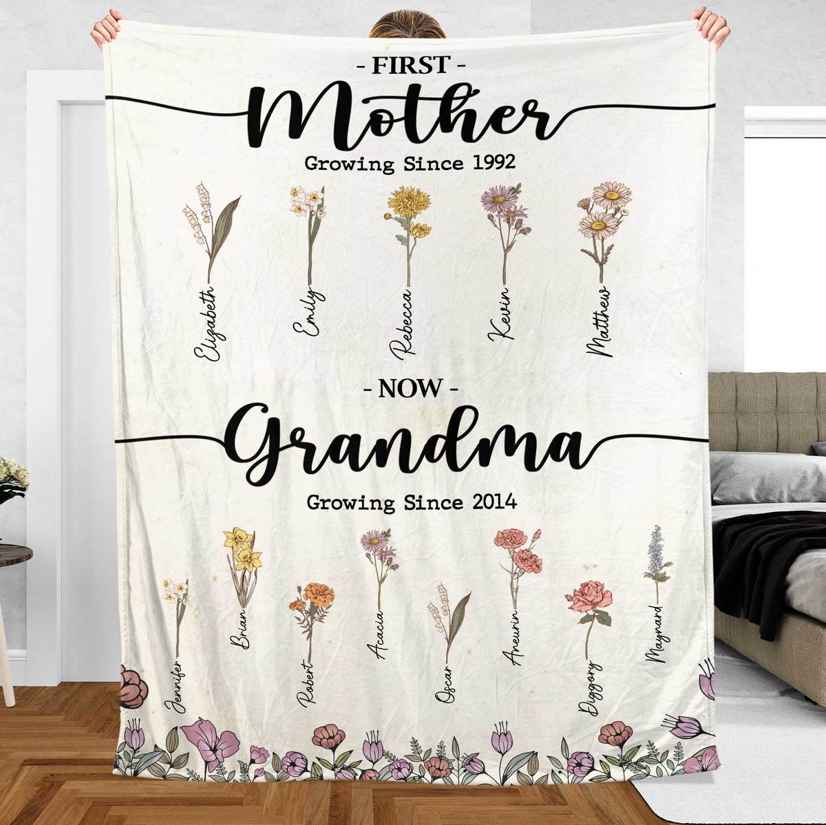 First Mother Now Grandma - Personalized Blanket - Best Gift For Mother, Grandma - Giftago