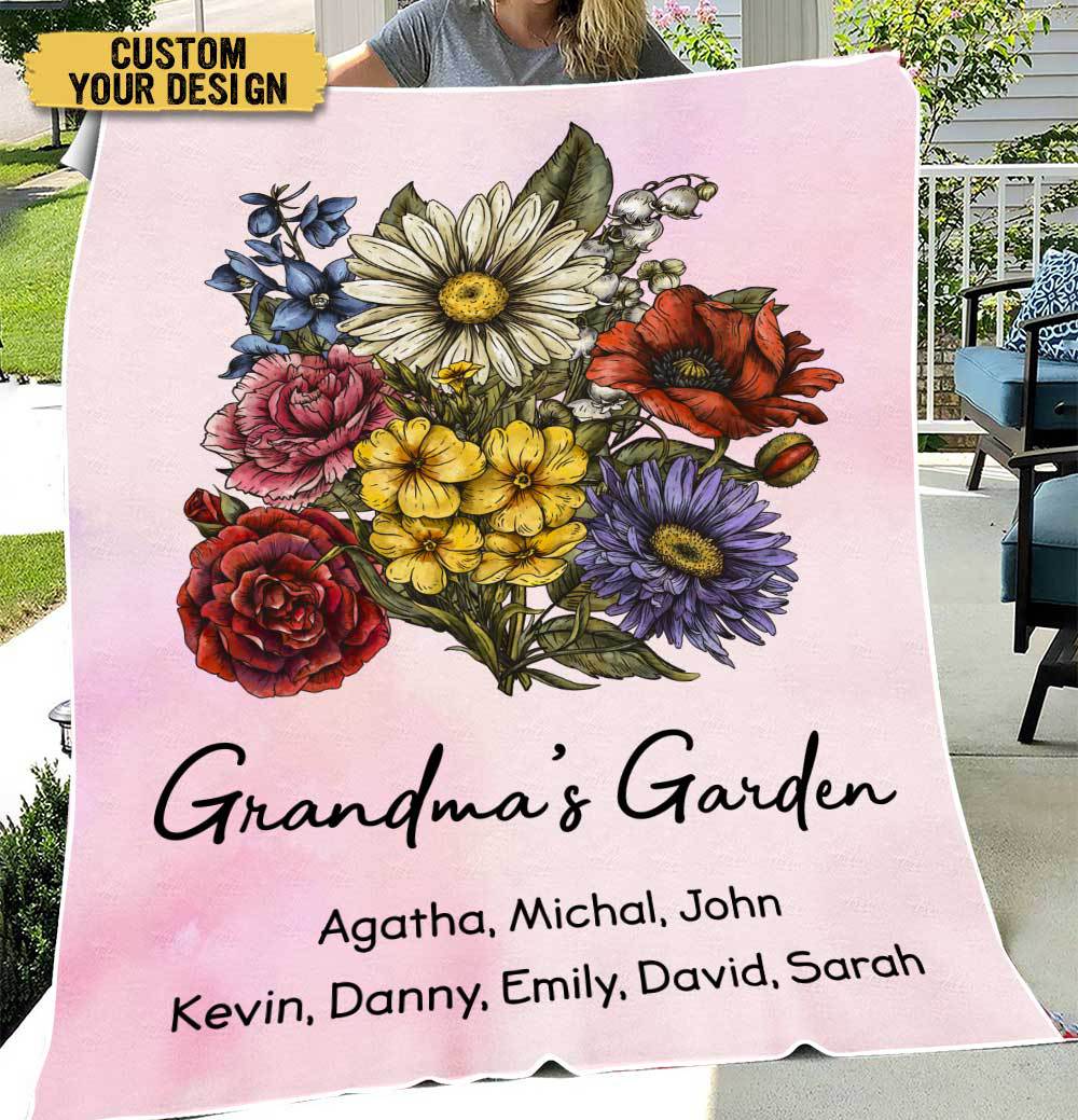 Flower Garden Birth Month - Personalized Blanket - Best Gift For Mom, Grandma - Giftago