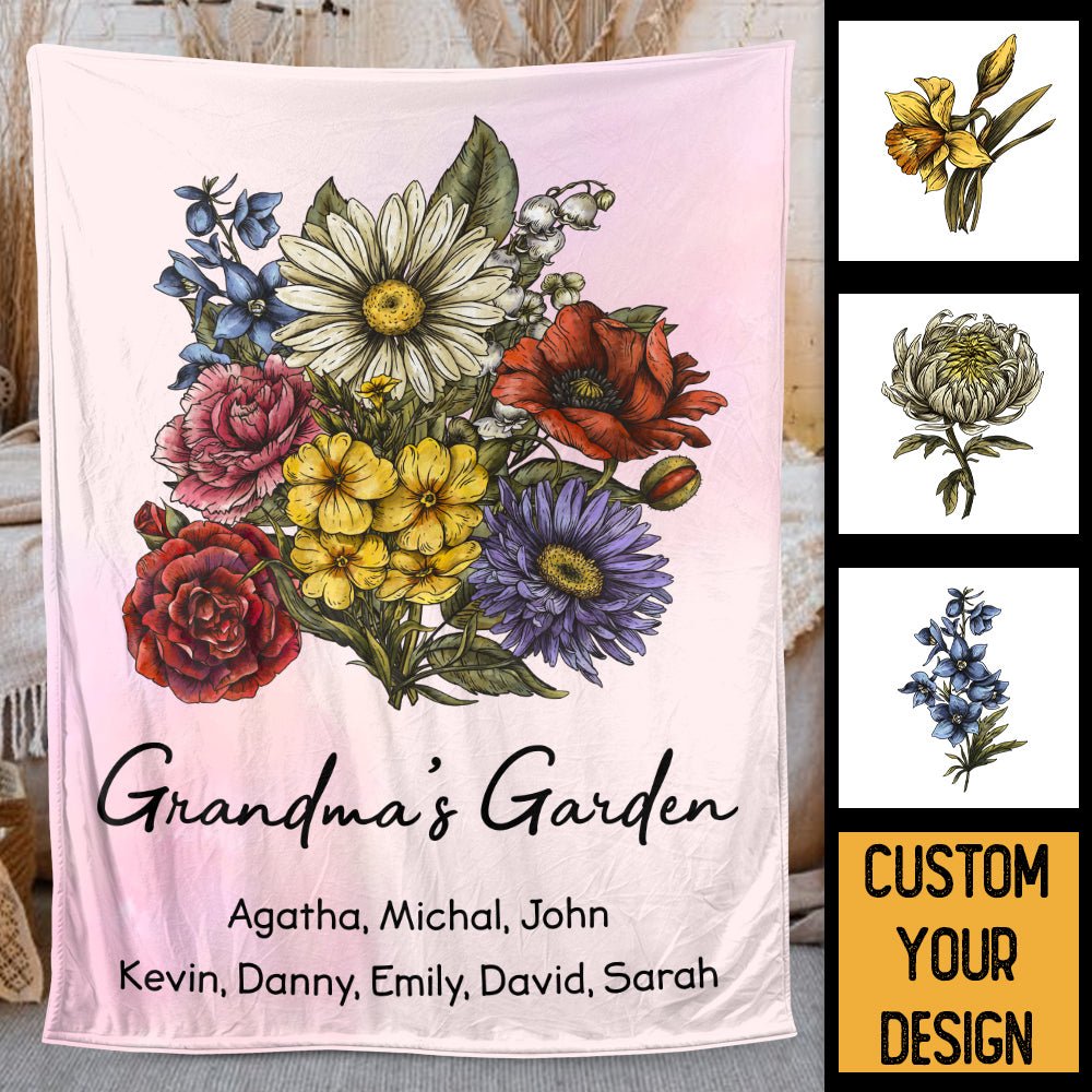 Flower Garden Birth Month - Personalized Blanket - Best Gift For Mom, Grandma - Giftago