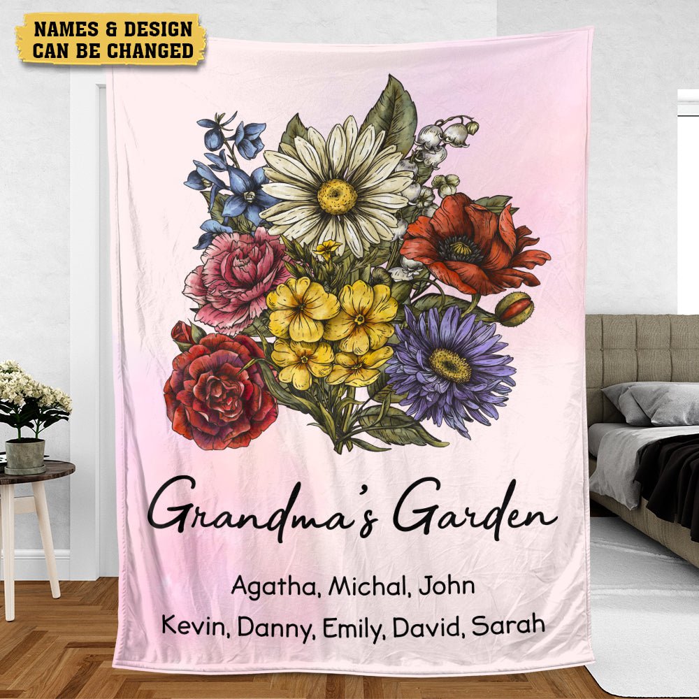 Flower Garden Birth Month - Personalized Blanket - Best Gift For Mom, Grandma - Giftago