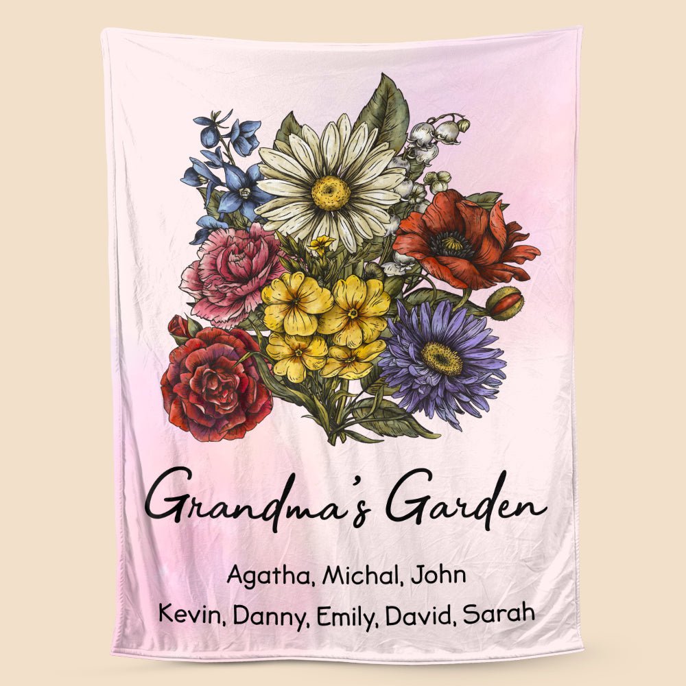 Flower Garden Birth Month - Personalized Blanket - Best Gift For Mom, Grandma - Giftago