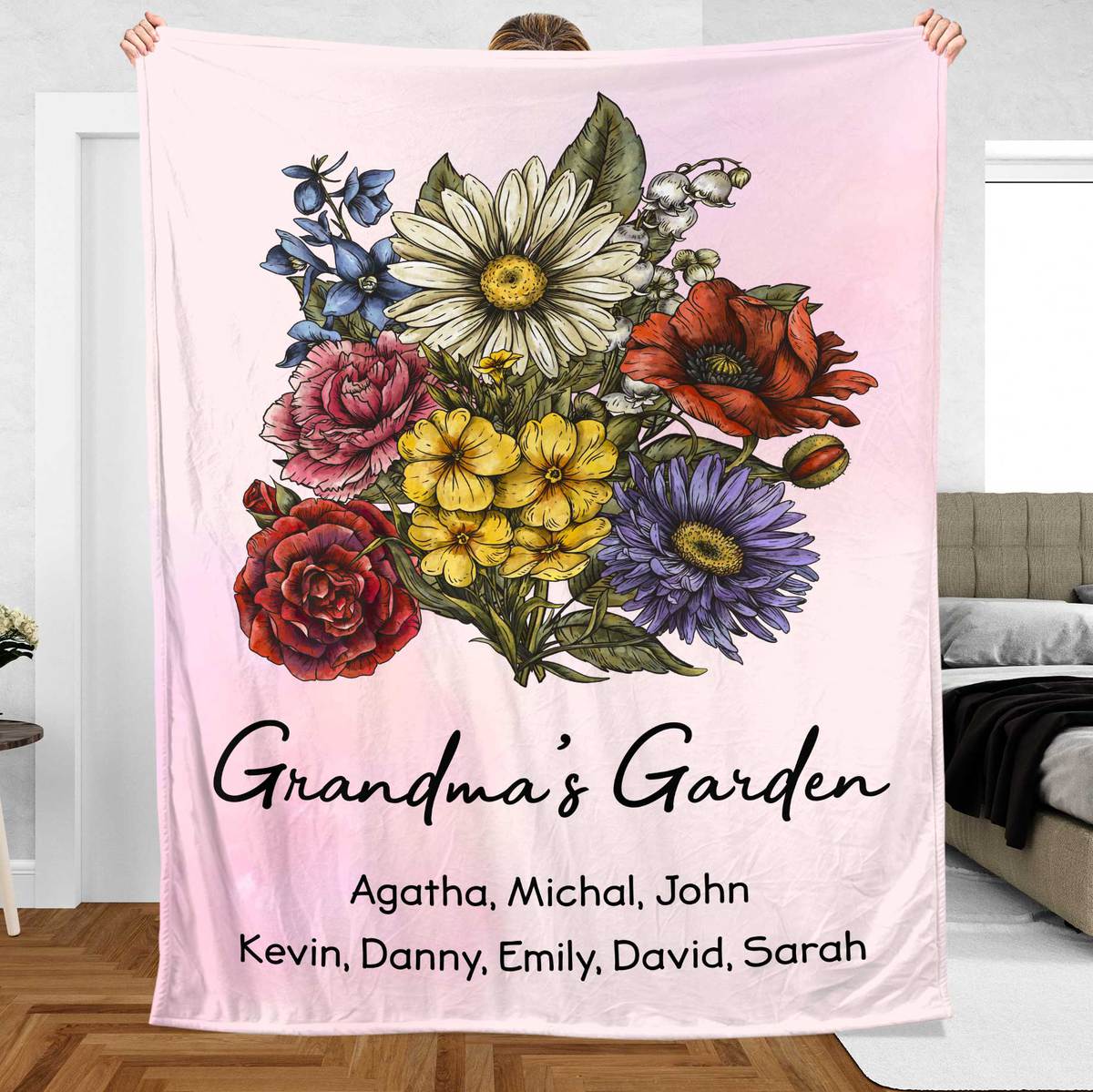 Flower Garden Birth Month - Personalized Blanket - Best Gift For Mom, Grandma - Giftago