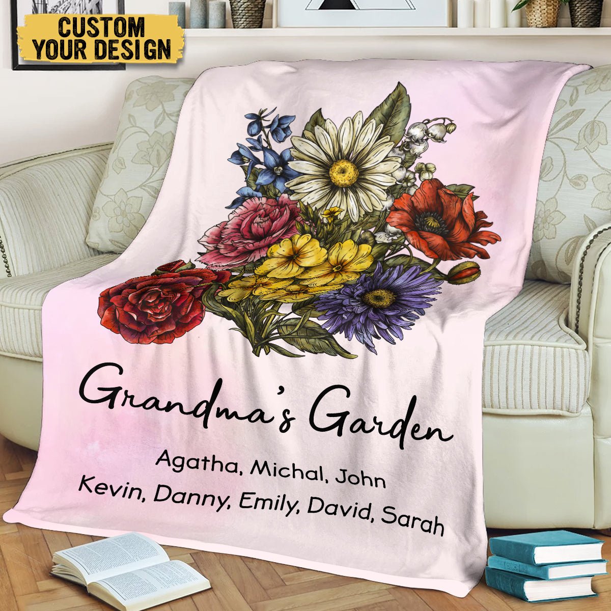 Flower Garden Birth Month - Personalized Blanket - Best Gift For Mom, Grandma - Giftago