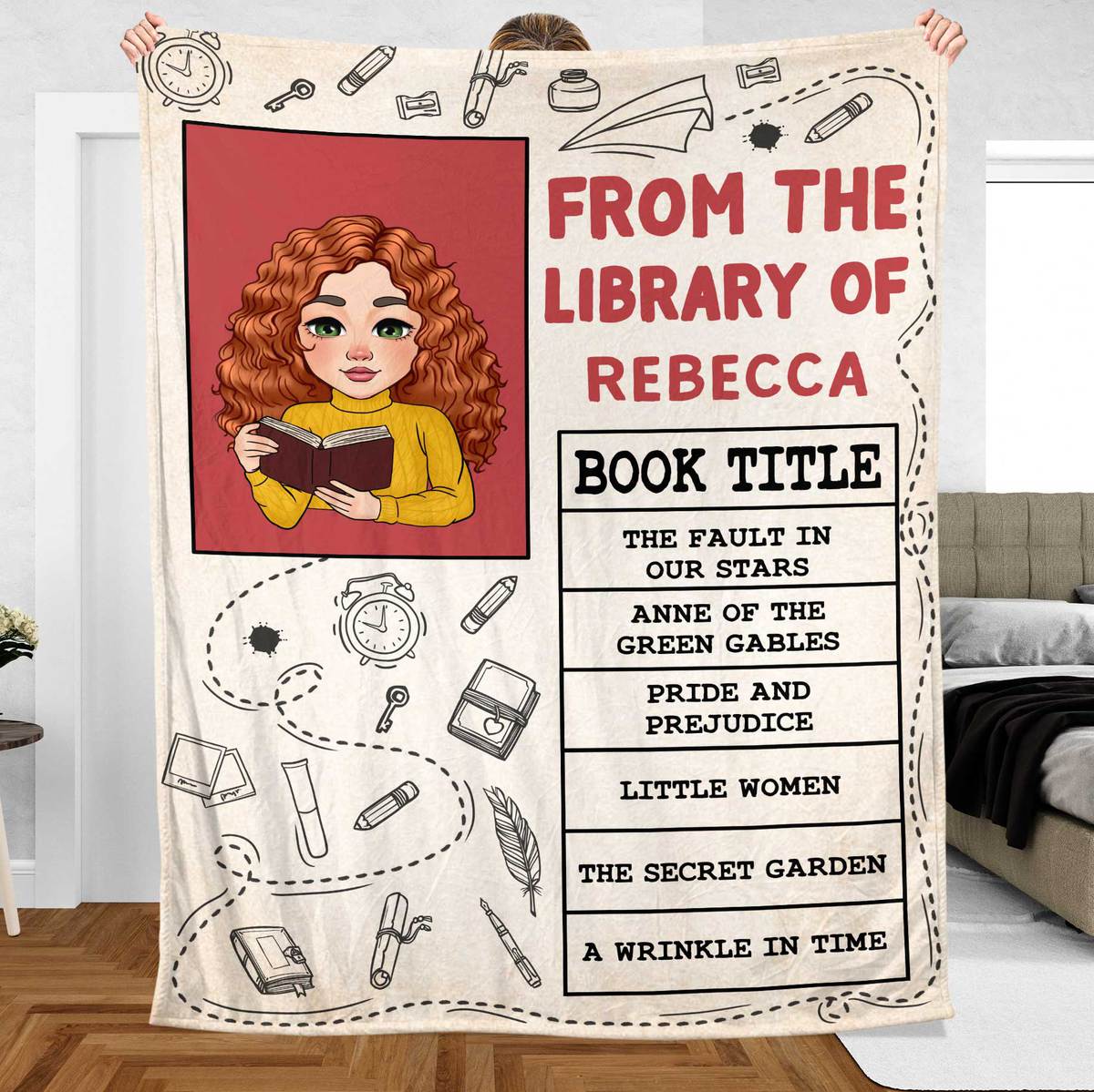 From The Library Of - Personalized Blanket - Thoughtful Gift For Birthday - Giftago