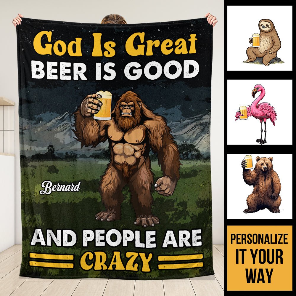 God Is Great Beer Is Good Blanket - Personalized Blanket - Giftago