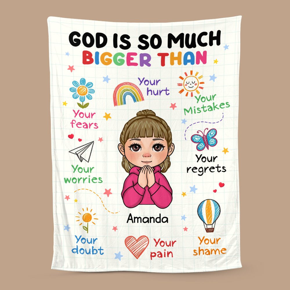 God Is So Much Bigger Than - Personalized Blanket - Meaningful Gift For Birthday - Giftago